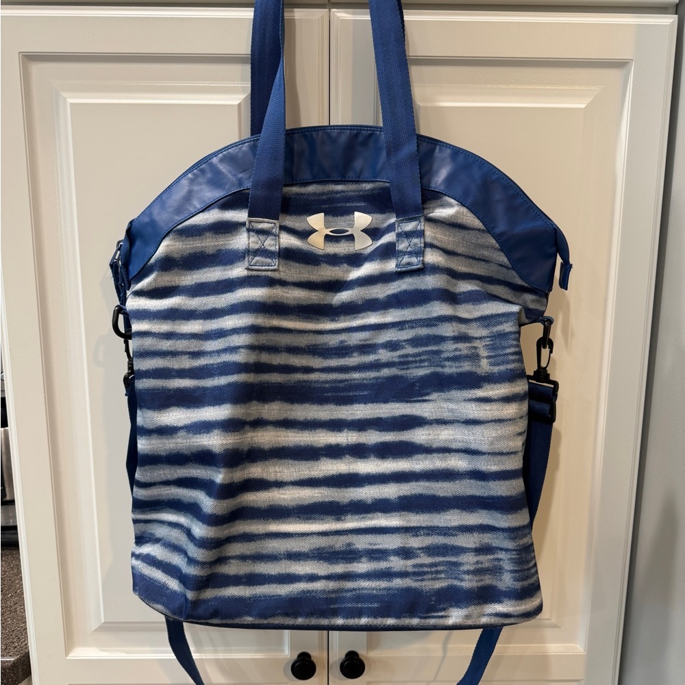 Under Armour Blue and White Striped Gym Bag